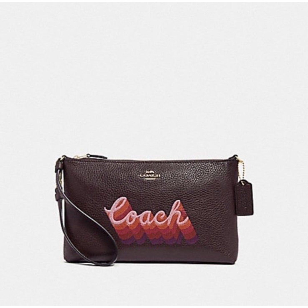 Large Wristlet 25 With Neon Coach Script Coach Nwt